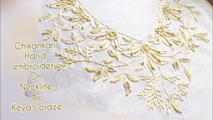 Neckline hand embroidery with Lakhnow Chikankari work | keya’s craze | 2018 Neckline hand embroidery