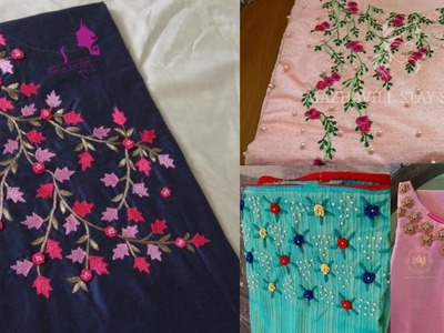 New booti work salwar suit piece collection.simple embroidered salwar suit design ideas