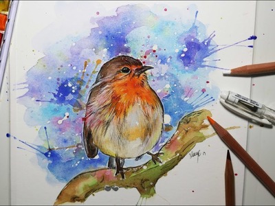 ROBIN WATERCOLOUR SPEED PAINTING | Christmas Advent Day 12