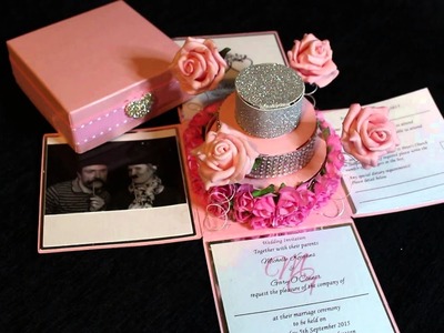 Rose Cake Exploding Box Wedding Invitation