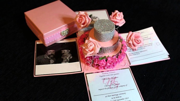 Rose Cake Exploding Box Wedding Invitation