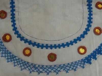 Round Neck design in Sindhi Embroidery,Gujrati stitch