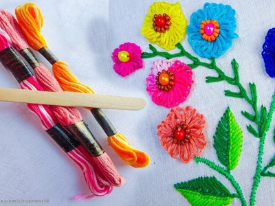 Sewing Hack with pop stick |Hand Embroidery amazing Tricks #15|easy flower embroidery tricks