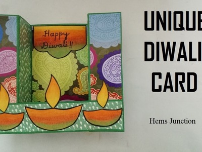 Unique Handmade Diwali Card | Bridge Fold Card | U fold Card | Unique Card