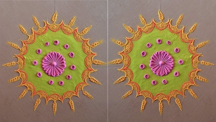 Very simple rangoli design | Beautiful festival rangoli design | Easy and Unique rangoli Designs