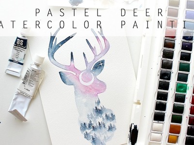 Watercolor Double Exposure Deer Painting | artbybee7 |