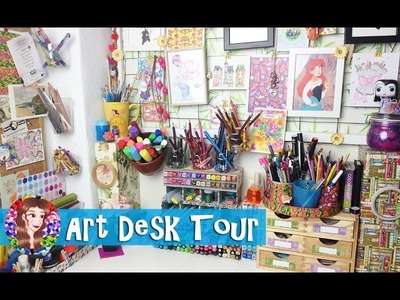 Art Workstation Tour 2017 - Art Supplies Collection and Storage - In Depth Art Desk Tour