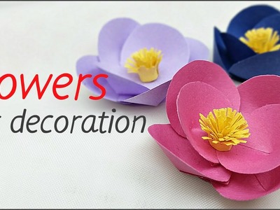 Beautiful paper flowers from circles for decoration fast and easy. Origami flower decoration ideas