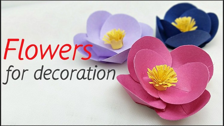 Beautiful paper flowers from circles for decoration fast and easy. Origami flower decoration ideas