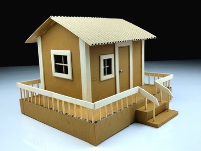 Cardboard Art and Craft Ideas | How to make a Beautiful House from cardboard with LED Light