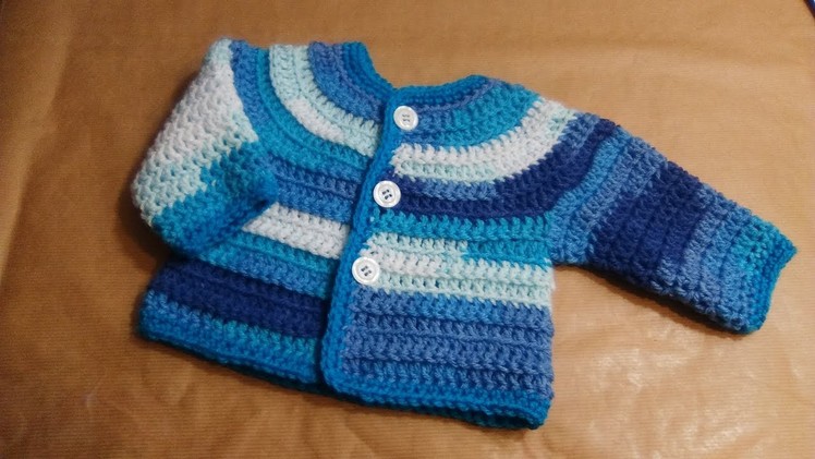 CROCHET TOP DOWN CARDIGAN FOR BABIES "CANDY" tutorial any size Alex