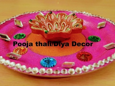 Diwali Pooja Thali with Diya Decoration ideas | DIY arts and craft making at home