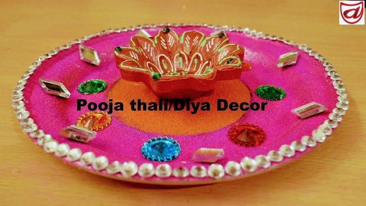 Diwali Pooja Thali with Diya Decoration ideas | DIY arts and craft making at home