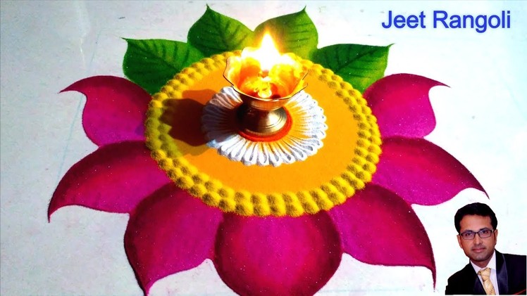 Diwali special rangoli design. Easy, small and beautiful festival rangoli design.