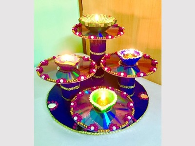 DIY Diya and Candle Holder Craft. Diwali special.Best out of waste