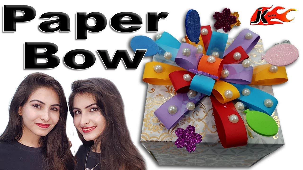 DIY Easy paper bow gift wrap | How to make | JK Arts 1459 #PaperBow