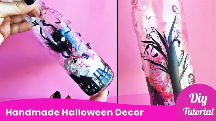 DIY Halloween Decor. Bottle Decoration Idea. Simple Home Craft