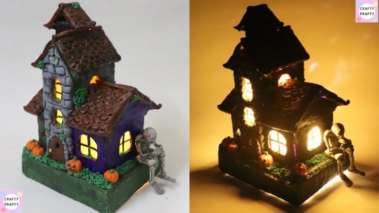 DIY Haunted House Lamp For Halloween. How to make Ghost House. Halloween Lantern. Manualidades