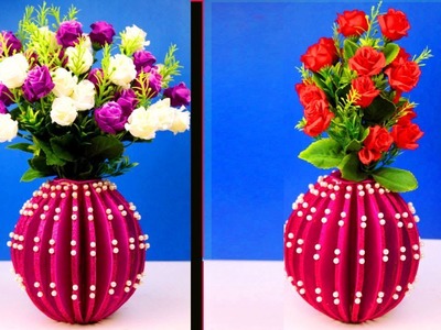 DIY - How to Make Flower Vase with Cardboard - Easy Best Out of Waste Craft Flower Vase at Home
