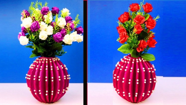 DIY - How to Make Flower Vase with Cardboard - Easy Best Out of Waste Craft Flower Vase at Home