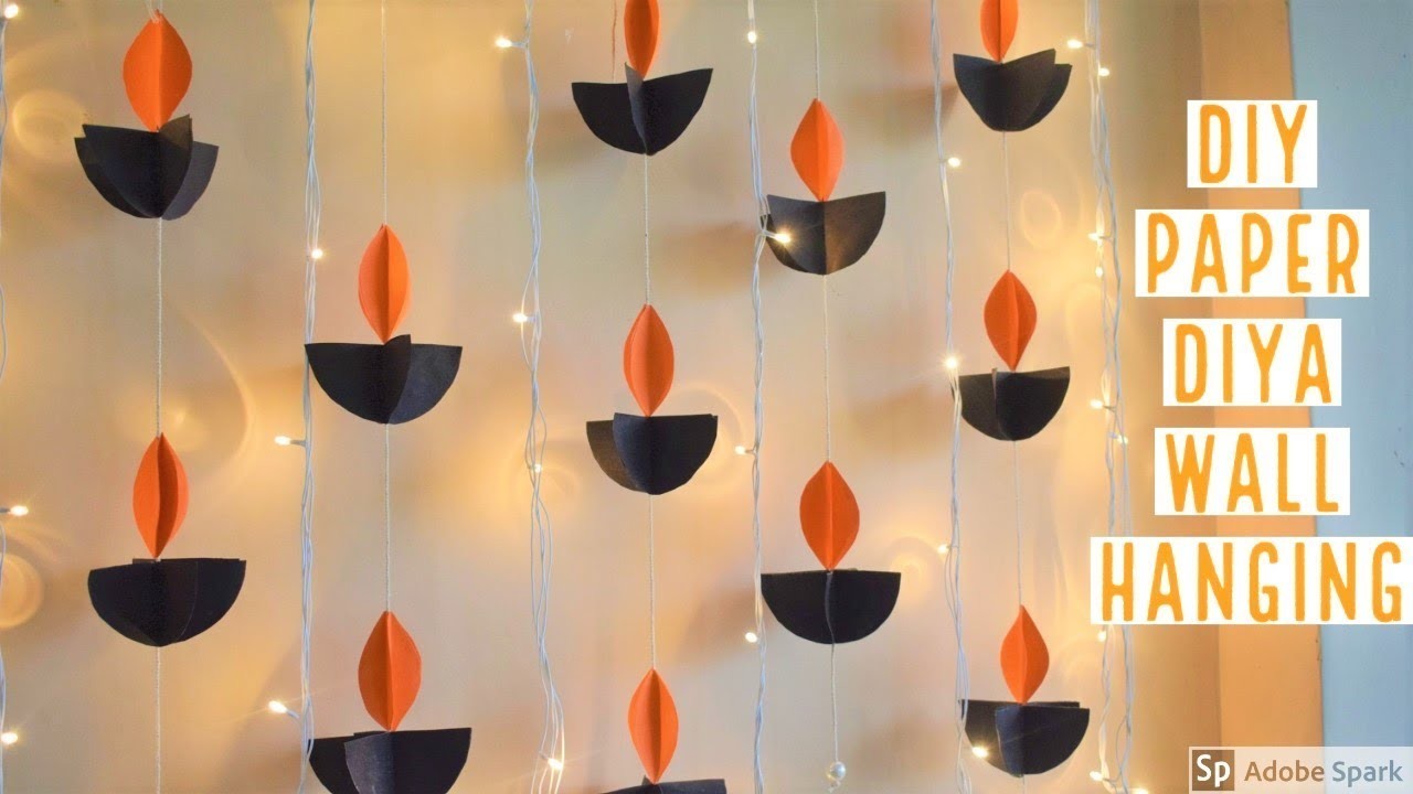 DIY PAPER DIYA WALL HANGING, easy diwali decor ideas, homedecor ideas