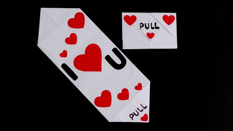 DIY pull tab origami greeting card - Letter and envelope origami - Secret message card - Gift idea