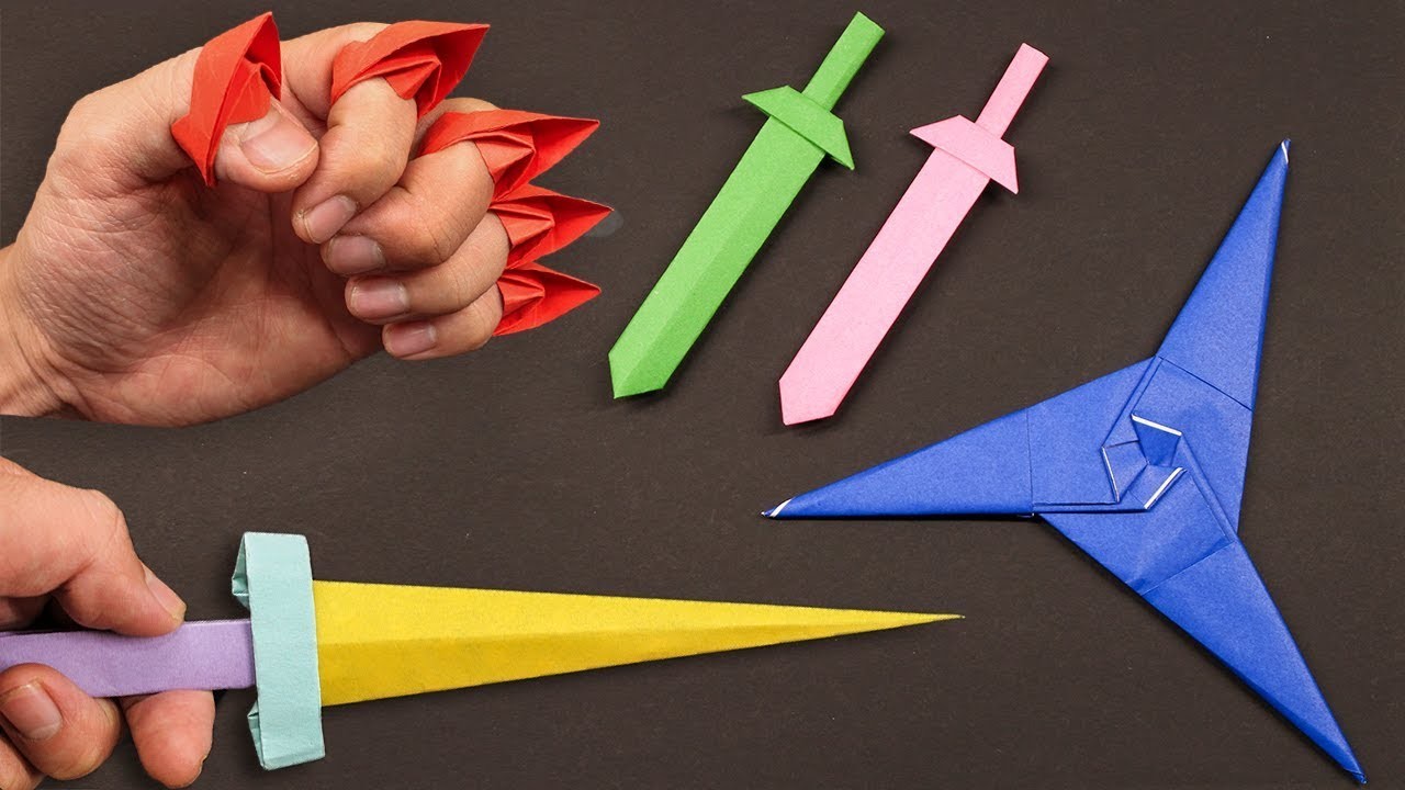 Easy Origami Ninja Star.Sword.Knife.claw -  How to make