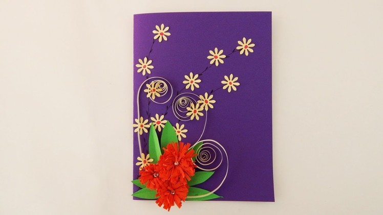 Greeting card with flowers DIY quilling flowers Karte mit Blumen