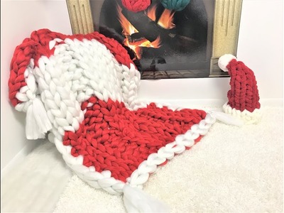 HAND KNIT A CHRISTMAS BLANKET IN 45 MINUTES!
