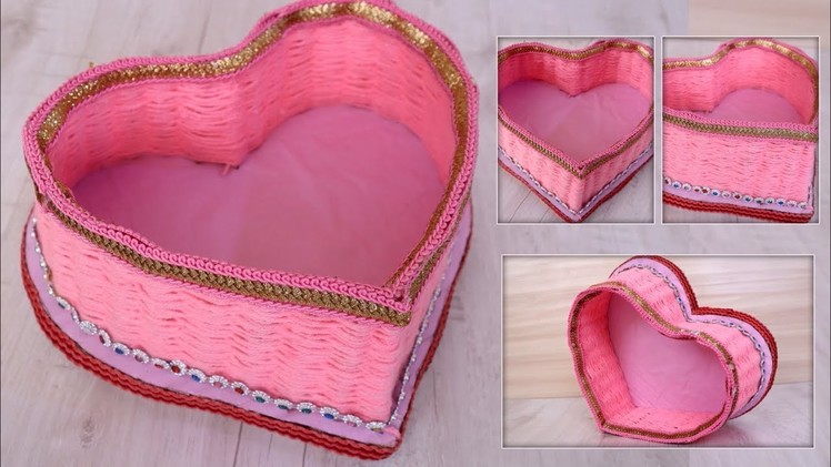 Heart Shaped Box Craft || How To Make A Heart Shaped Paper Gift Box ???? DIY Gift Box || Woolen Craft