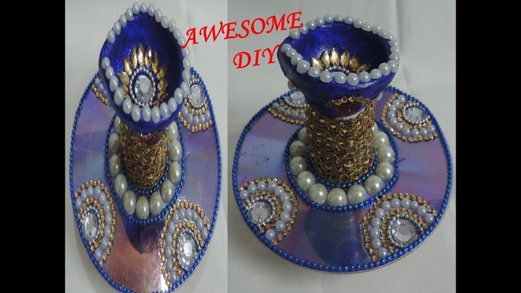 How to make beautiful diya stand for diwali decoration | best out of waste craft