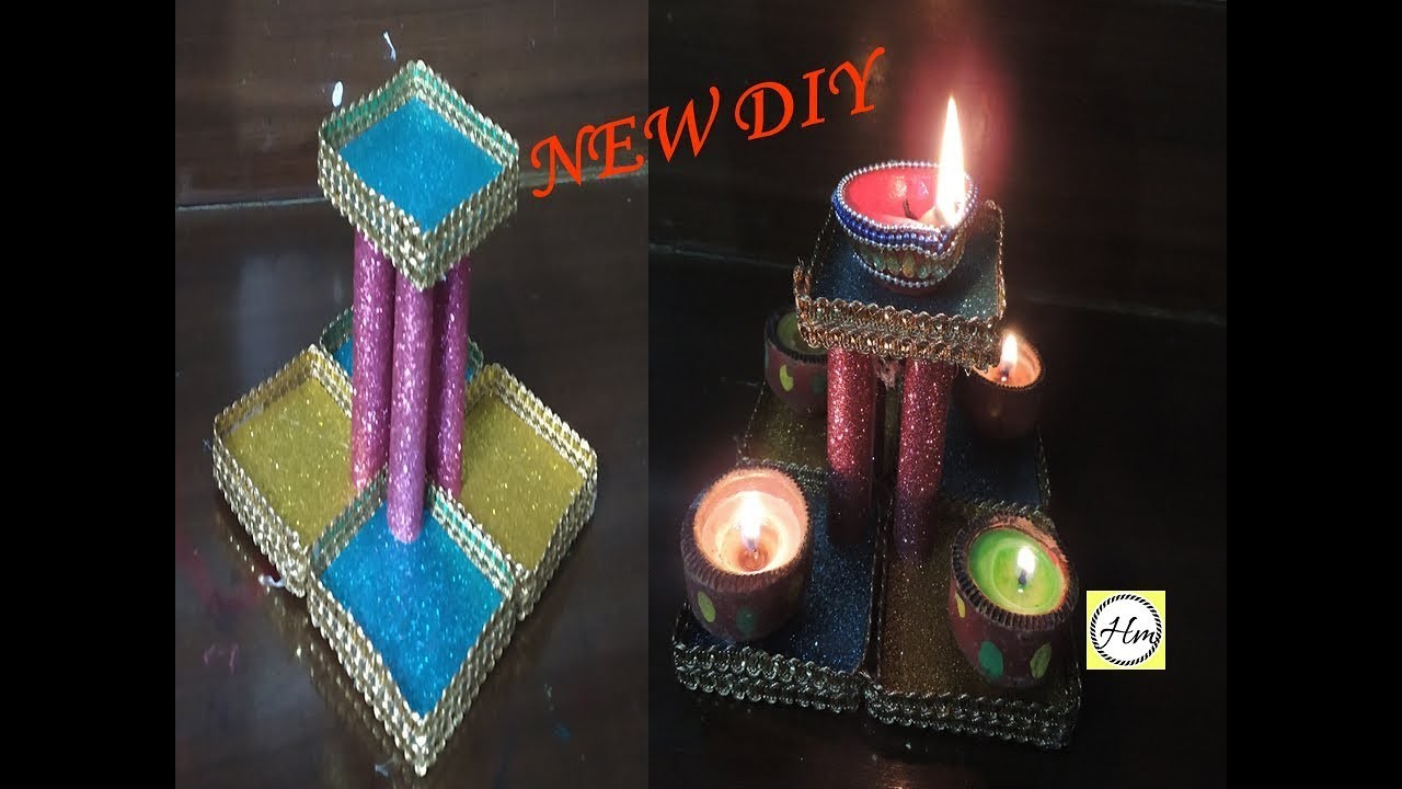 How to make beautiful Diya Stand from waste carboard, Special diwali ...