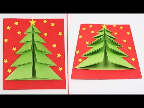 How to Make Christmas Tree Pop Up Card - DIY 3D Christmas Tree Greeting Card | Christmas Crafts DIY