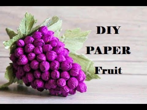 How to make crepe paper decorations. Paper fruit craft ideas. Paper fruit Grapes. krepppapier blumen
