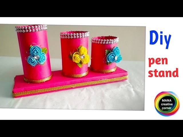 How to make easy pen stand. pencil holder craft.Recycled Pringles can pencil stand craft