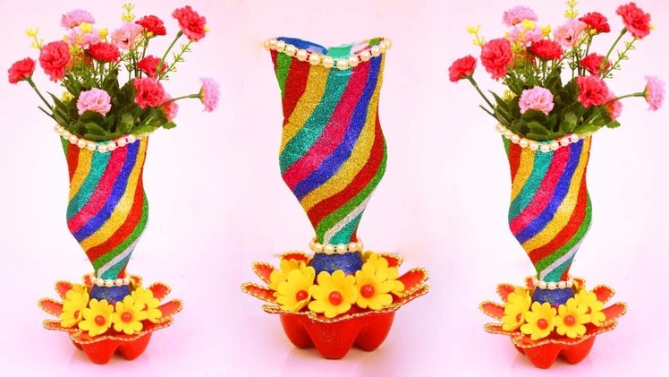 How to Transform Plastic Bottle into luxurious Flower Vase.Plastic Bottle Flower Vase Idea at Home