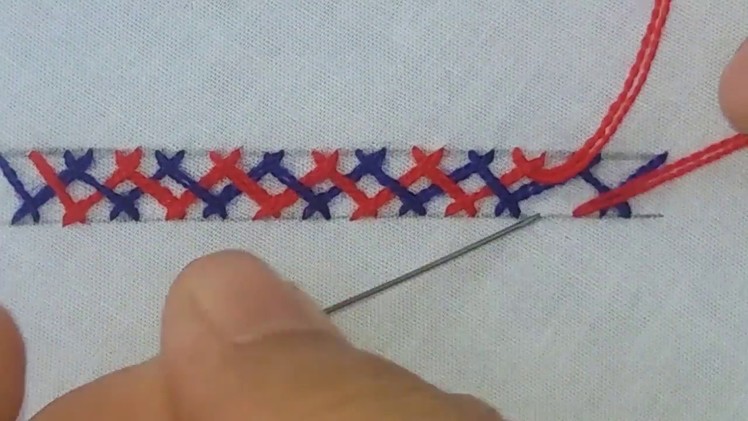 Latest Nakshi kantha stitches tutorial-5, নকশী কাঁথা সেলাই, কাঁথার ফোড়, Double herringbone stitch
