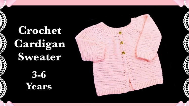 ((LEFT HANDED)) How to crochet cardigan sweater for girls and boys 3-6 years #150