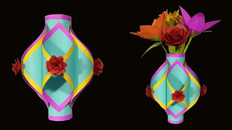 Making Paper Flower Vase | How to Make A Flower Vase At Home | Simple Paper Craft DIY Paper Vase