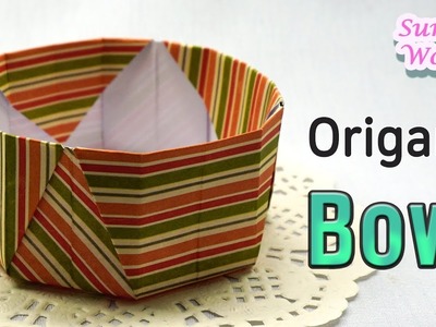 Origami - Bowl, Dish (How to fold a paper bowl, Basket, Tutorial)