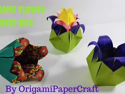 Origami Flower Vase.Origami Flower Box