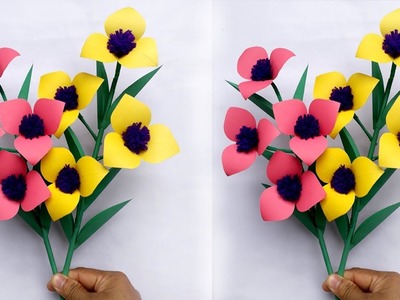 Paper Flower Stick !! How to Make Beautiful Paper Stick #Flower for Room Decor!!!