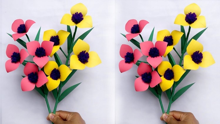Paper Flower Stick !! How to Make Beautiful Paper Stick #Flower for Room Decor!!!