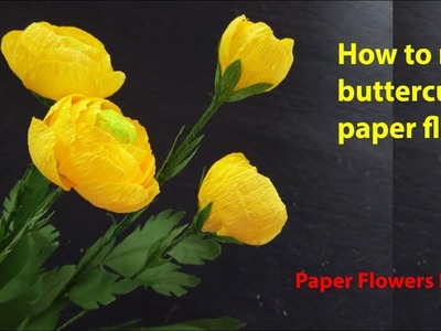 Paperflowersprodiy | How to make crepe paper flowers (Buttercup Ranunculus) | handmade gift ideas