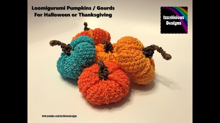 Rainbow Loom Loomigurumi Pumpkin. Gourd for Thanksgiving or Halloween made with rubber loom bands