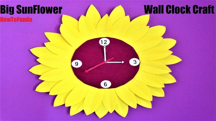 Sunflower wall clock craft with cardboard and paper | kids craft ideas | children's day craft