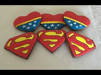 Superman and Wonder Woman Decorated Cookies