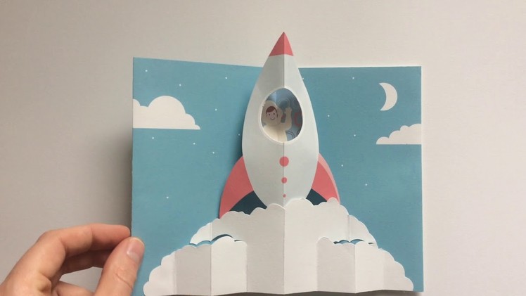 3D Popup Rocket Take Off Greetings Card