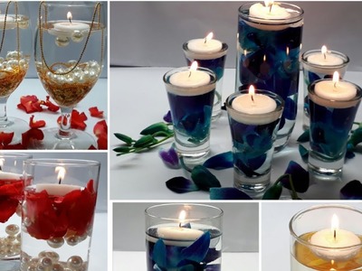 5 Floating Candle Centrepiece.  Water Candles For DIWALI. Water Candles Ideas for Diwali, wedding