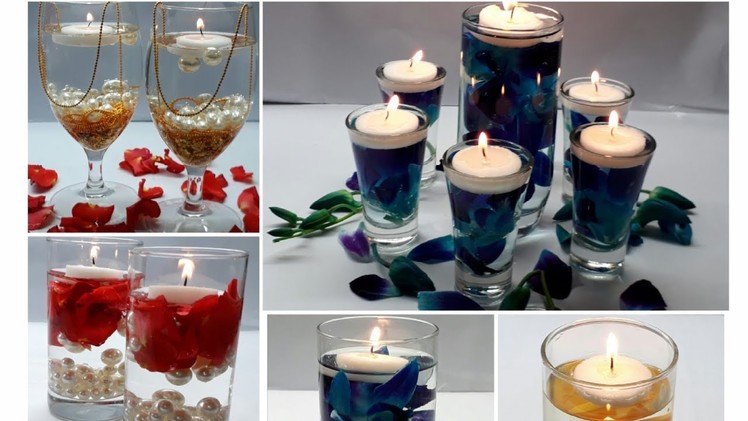5 Floating Candle Centrepiece.  Water Candles For DIWALI. Water Candles Ideas for Diwali, wedding
